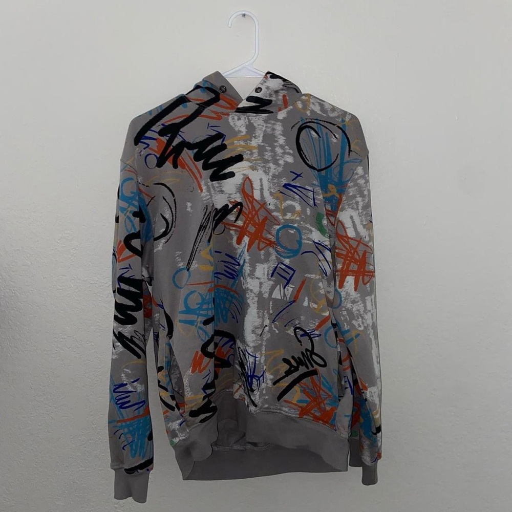 Yinif x Active Skate Shop grey hoodie swirl graphic printed grunge sweatshirt